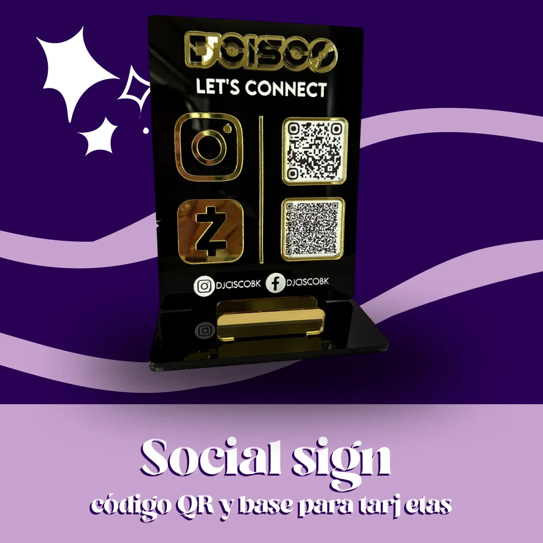 Social Sign QR y base para tarjetas